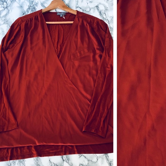 Vɪɴᴄᴇ Cᴀᴍᴜᴛᴏ Hɪ-Lᴏ Fᴀᴜx Wʀᴀᴘ Bʟᴏᴜsᴇ ɪɴ Bᴜʀɴᴛ Oʀᴀɴɢᴇ - Picture 2 of 4